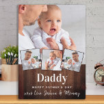 Custom DADDY 4 Photo Collage Rustic Wood Plaque<br><div class="desc">Surprise dad this fathers day with a personalized 4 photo plaque. "DADDY ... Happy Father's DAY" Personalize this dad plaque with favourite photos, message and name.. Visit our collection for the best dad father's day gifts and personalized dad gifts. COPYRIGHT © 2020 Judy Burrows, Black Dog Art - All Rights...</div>