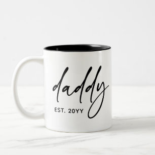 Custom Daddy Est   New Dad Elegant Typography Gift Two-Tone Coffee Mug