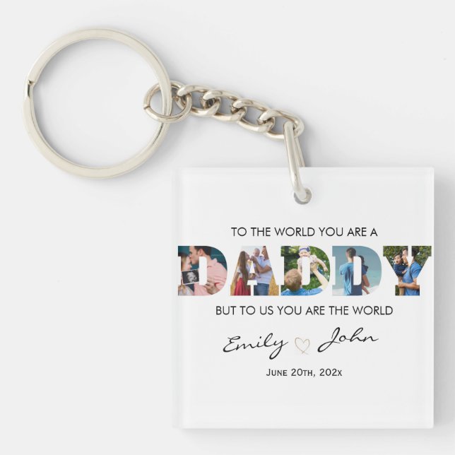  Custom Daddy Father's Day Photo Collage Keychain (Front)