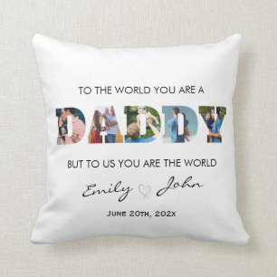  Custom Daddy Father's Day Photo Collage Throw Pillow