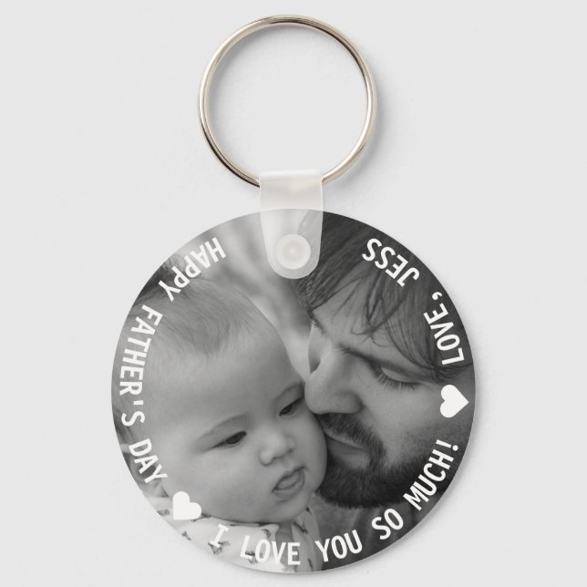 Custom Daddy Keychain, I Love You Daddy Photo Keychain (Front)