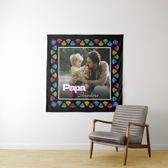 Custom Daddy & Kid Photo Keepsake – Personalized Tapestry (In Situ)