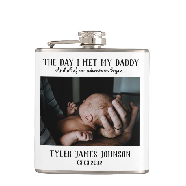 Custom Daddy Photo First Father's Day   Hip Flask (Front)