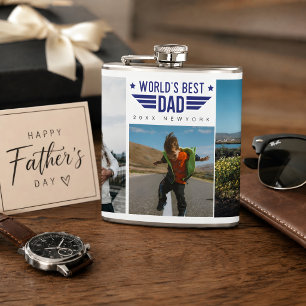 Custom Dad's Day & Family Photo Collage Flask