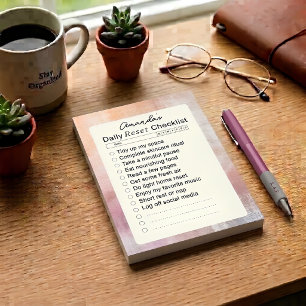 Custom Daily Reset Self Care Checklist Post-it Notes