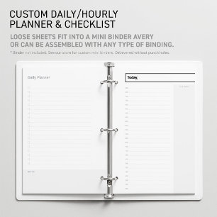 Custom Daily Undated Planner Mini Binder Sheets Stationery