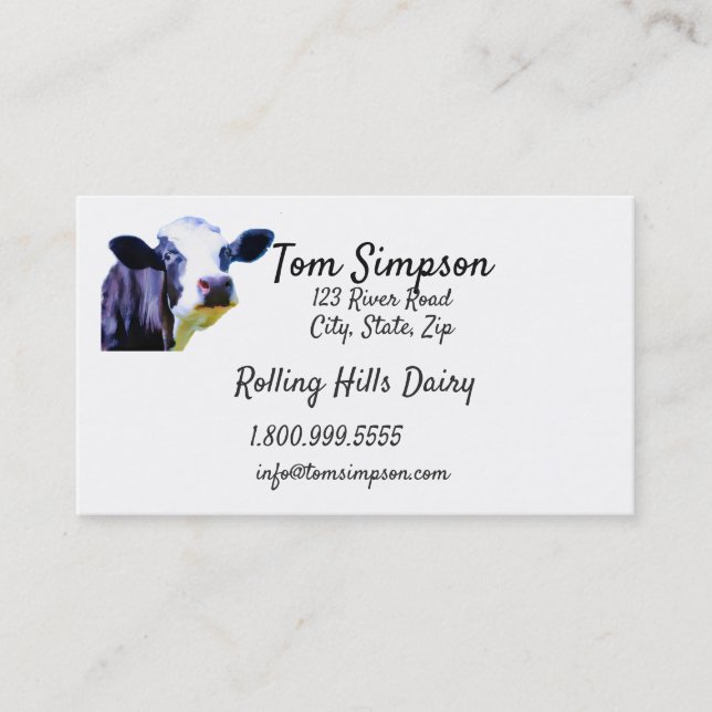Custom Dairy Farm Cow Milk Business Card (Front)