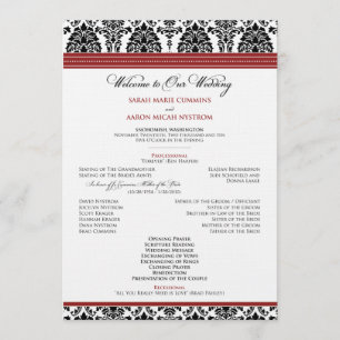 :custom: Damask black/red Wedding Program
