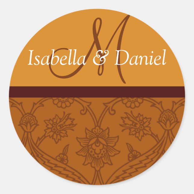 Custom Damask Monogram Seals For Envelopes (Front)