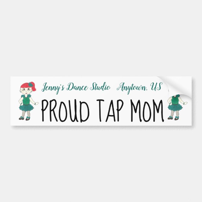 Custom Dance School Studio Proud Tap Mom Dancer Bumper Sticker (Front)