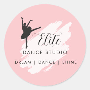 Custom Dance Studio Logo Personalized Pink Ballet Classic Round Sticker