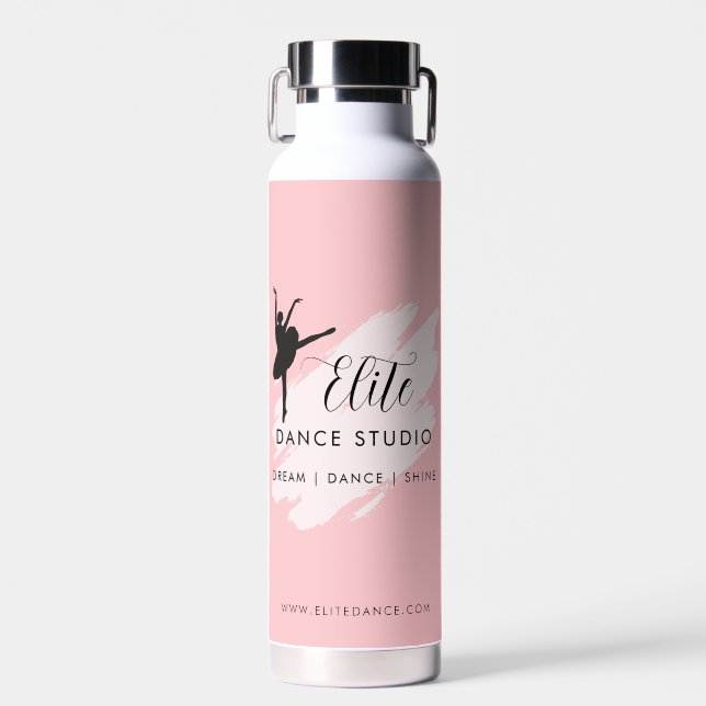 Custom Dance Studio Logo Personalized Team Pink Water Bottle (Front)