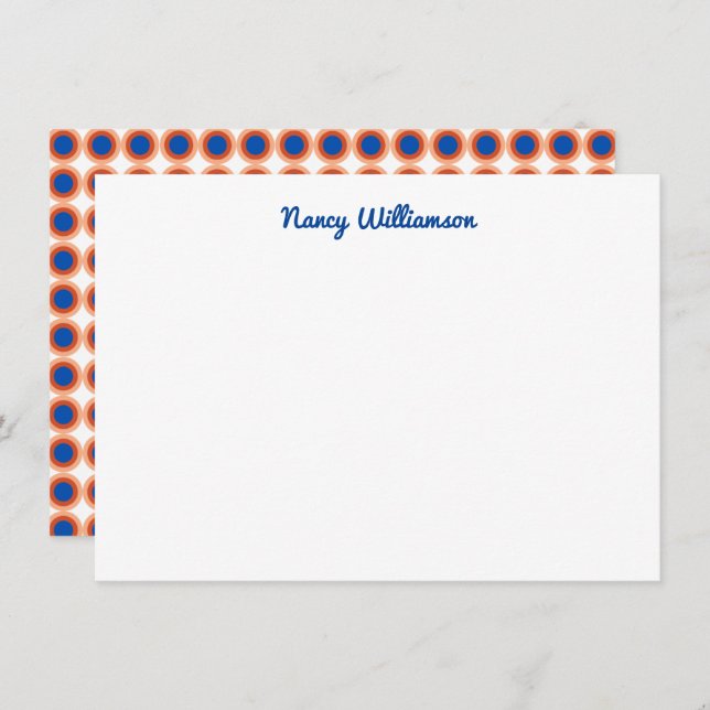 Custom Dark Blue Orange Maroon Retro Add Name Card (Front/Back)