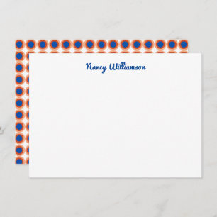 Custom Dark Blue Orange Maroon Retro Add Name Card
