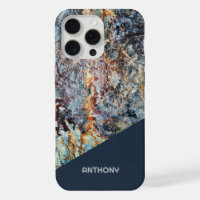 Custom Dark Blue Red Tan Black Faux Marble Pattern