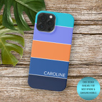 Custom Dark Blue Turquoise Orange Violet Stripes