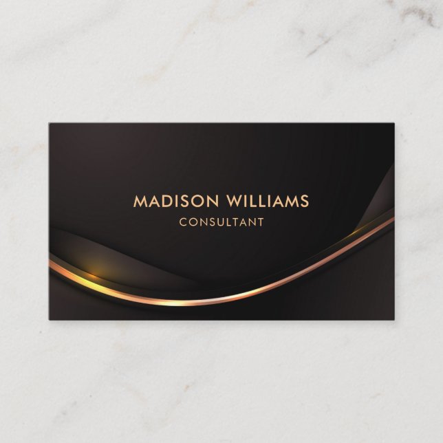 Custom Dark Brown Black Gold Professional Business Card (Front)