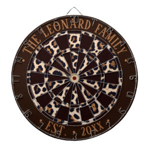 Custom Dark Brown & Leopard Animal Print Pattern Dartboard