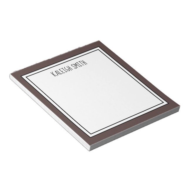 Custom Dark Brown White Editable Colour Notepad (Angled)