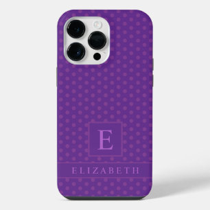 Custom Dark Deep Blue Lavender Purple Polka Dot iPhone 14 Pro Max Case