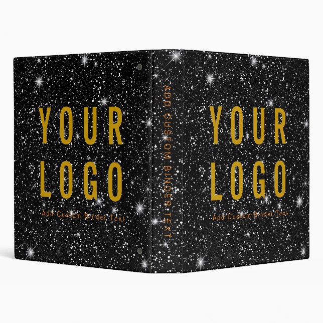 Custom Dark Edgy Black Gold Elegant Business Logo Binder (Background)