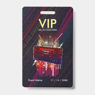 Custom Dark Fibre Stripe VIP Pass For Events Badge