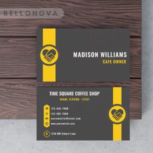 Custom Dark Grey Black Yellow Small Business Card