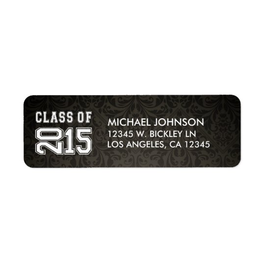 Custom Dark Grey Damask Class of 2015 Return Address Label