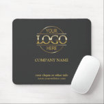 Custom Dark Grey Promotional Company Business Logo Mouse Pad<br><div class="desc">Elegant Modern Custom Grey and Gold Promotional Company Business Logo Mouse Pad . Perfect for corporate marketing and small business branding, this minimalist design offers a sleek look that enhances your brand. Personalize it with your text and logo for effective promotional advertising. Ideal for professionals who want to keep business...</div>
