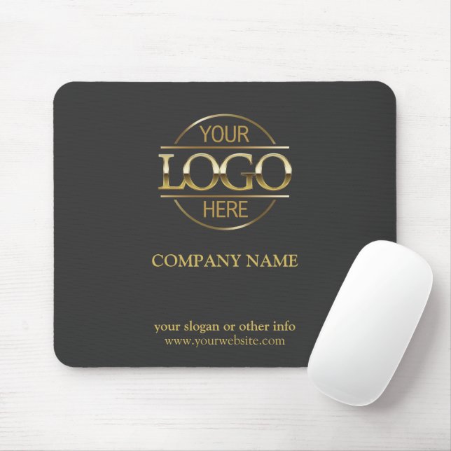 Custom Dark Grey Promotional Company Business Logo Mouse Pad (With Mouse)