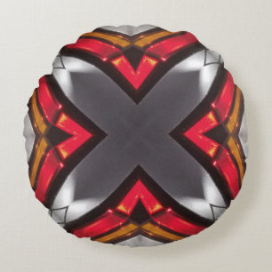 Custom Dark Grey Red Designed Round Pillow