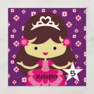 Custom Dark Hair Princess Birthday Invitations