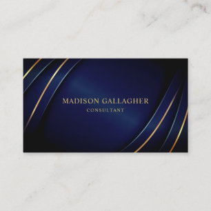 Custom Dark Navy Blue And Gold Professional Business Card