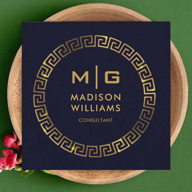 Custom Dark Navy Blue Black And Gold Professional Square Business Card (Custom Dark Navy Blue Black And Gold Professional Square Business Card)