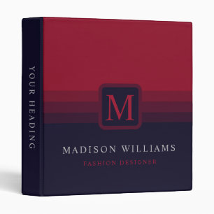 Custom Dark Navy Blue Red Maroon Colour Block Binder