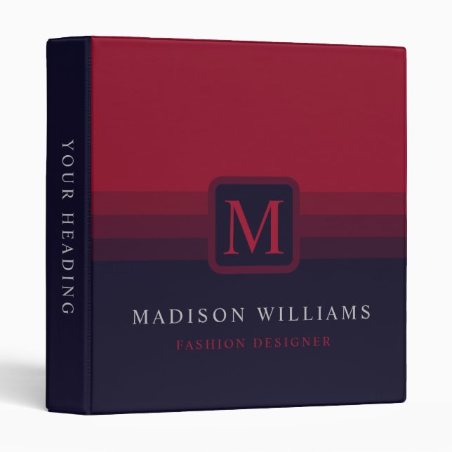 Custom Dark Navy Blue Red Maroon Colour Block Binder (Front/Spine)