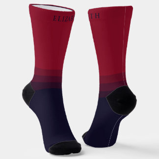Custom Dark Navy Blue Red Maroon Colour Block Socks