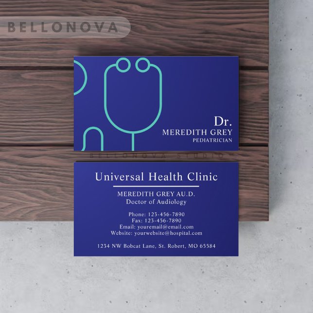 Custom Dark Navy Blue White Doctors Fancy  Business Card (Custom Dark Navy Blue White Doctors Fancy Business Card)