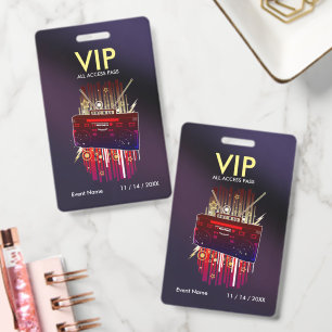 Custom Dark Purple Gradient VIP Pass For Event Badge