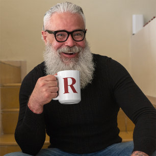 Custom Dark Red Letter Personalized Mono Initial Coffee Mug