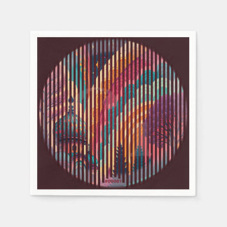 Custom Dark Round Art Cocktail Paper Napkins