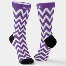 Custom Dark Violet Purple White Chevron Pattern