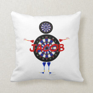 Custom Dart Player Cartoon Throw Pillow