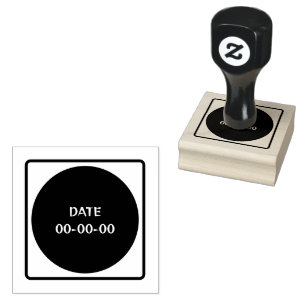 Custom DATE 00-00-00 Text Printed Jet Black Colour Rubber Stamp