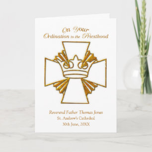 Custom Date, Name Ordination Congratulations, Gold Card