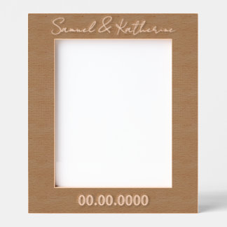 Custom Date & Names Rustic Wood Etched Frames