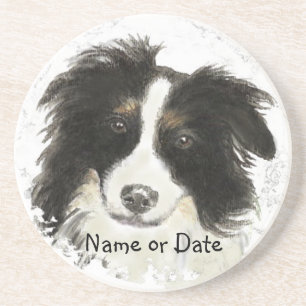 Custom Date or Name Border Collie, Pet, Dog Coaster