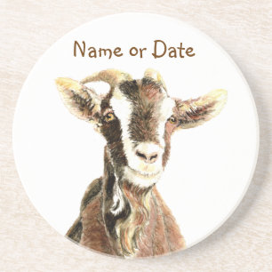 Custom Date or Name Goat, Farm Animal Coaster