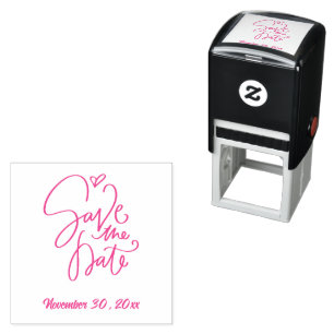 Custom Date Save The Date Script Serif Font Text Self-inking Stamp