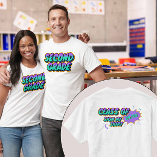 Custom Date Second Grade Sign My Shirt Memento